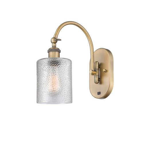 Innovations Cobbleskill 5in 1-Light Wall Sconce | Industrial Brushed Brass and Clear Glass | Bedroom & Hallway Accent | 5 x 13 in | Model 918-1W-BB-G112
