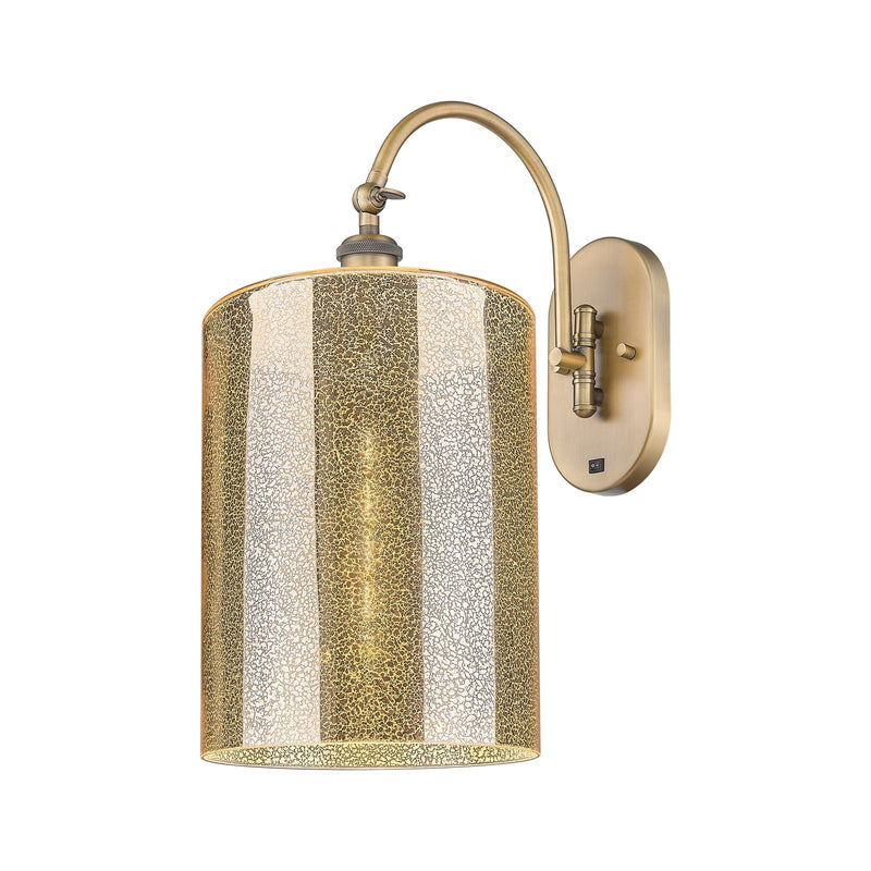 Innovations Cobbleskill 9in 1-Light Wall Sconce | Industrial Brushed Brass Steel and Mercury Large Glass | Hallway & Bathroom | Model 918-1W-BB-G116-L