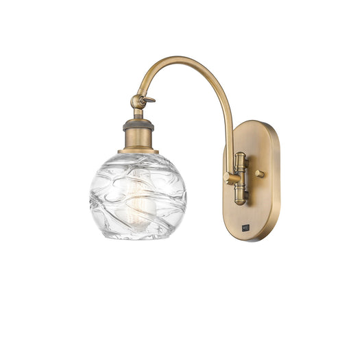 Innovations Athens Deco Swirl 6in 1-Light Wall Sconce | Industrial Brushed Brass and Clear Glass | Bathroom & Hallway Accent | Model 918-1W-BB-G1213-6CL