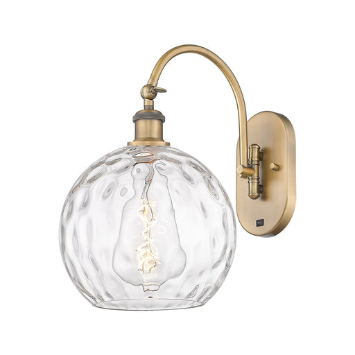 Innovations Athens Water Glass 10in 1-Light Wall Sconce | Industrial Brushed Brass and Clear Water Glass | Bedroom & Hallway | Model 918-1W-BB-G1215-10