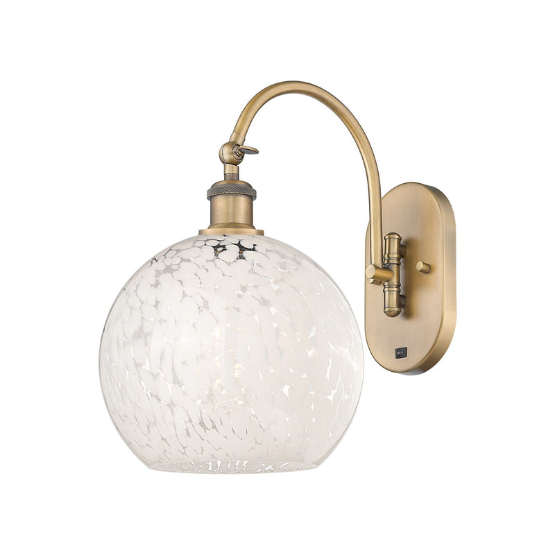 Innovations Ballston 10in 1-Light Wall Sconce | Industrial Brushed Brass and White Mouchette Glass | Bathroom & Hallway | Model 918-1W-BB-G1216-10WM
