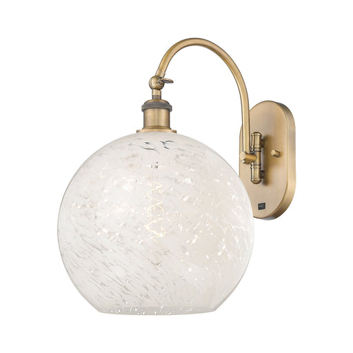 Innovations Ballston 12in 1-Light Wall Sconce | Industrial Brushed Brass and White Mouchette Glass | Bathroom & Hallway | Model 918-1W-BB-G1216-12WM