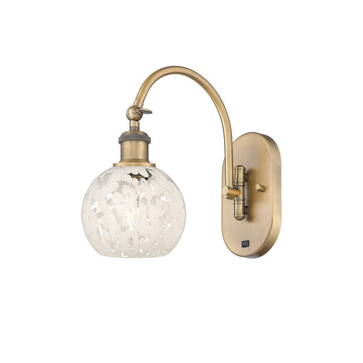 Innovations Ballston 6in 1-Light Wall Sconce | Industrial Brushed Brass and White Mouchette Glass | Bathroom & Hallway Accent | Model 918-1W-BB-G1216-6WM