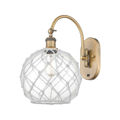 Innovations Farmhouse Rope 10in 1-Light Wall Sconce | Industrial Brushed Brass and Clear Glass with White Rope | Hallway & | Model 918-1W-BB-G122-10RW