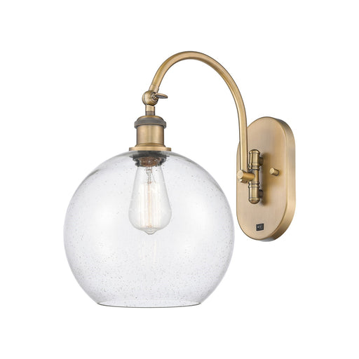 Innovations Athens 10in 1-Light Wall Sconce | Industrial Brushed Brass and Seedy Glass | Bathroom & Hallway Accent | Model 918-1W-BB-G124-10