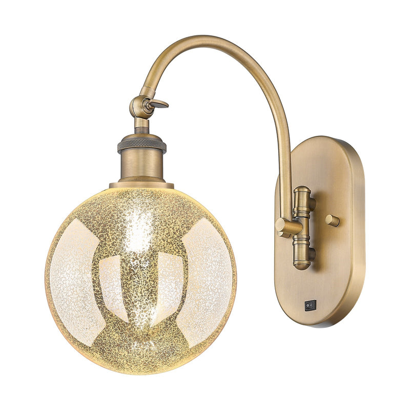 Innovations Beacon 8in 1-Light Swing Arm Lamp | Industrial Brushed Brass Steel and Mercury Glass | Bedroom & Living Room Reading | Model 918-1W-BB-G208-8