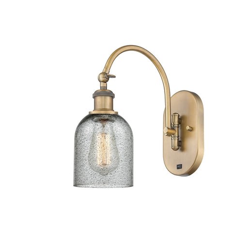 Innovations Caledonia 5in 1-Light Wall Sconce | Industrial Brushed Brass and Charcoal Glass | Bedroom & Hallway Accent | 5 x 13 in | Model 918-1W-BB-G257