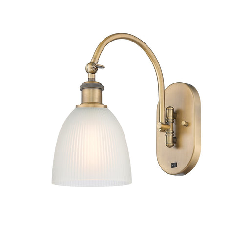 Innovations Castile 6in 1-Light Wall Sconce | Industrial Brushed Brass and White Glass | Bedroom & Hallway Accent | Model 918-1W-BB-G381