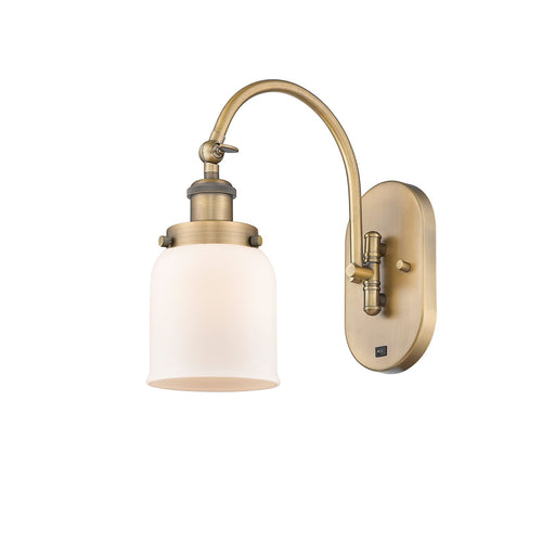 Innovations Bell 5in 1-Light Swing Arm Lamp | Industrial Brushed Brass and Matte White Frosted Glass | Bedroom Reading & Living Room | Model 918-1W-BB-G51