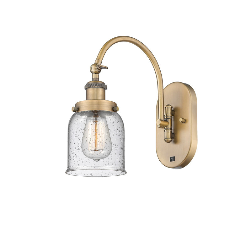 Innovations Bell 5in 1-Light Swing Arm Wall Sconce | Industrial Brushed Brass and Seedy Glass | Bedroom & Living Room Reading Light | Model 918-1W-BB-G54