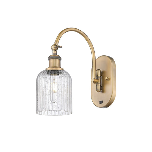 Innovations Bridal Veil 5in 1-Light Wall Sconce | Industrial Brushed Brass and Seedy Ribbed Glass | Hallway & Bathroom Accent | Model 918-1W-BB-G559-5SDY