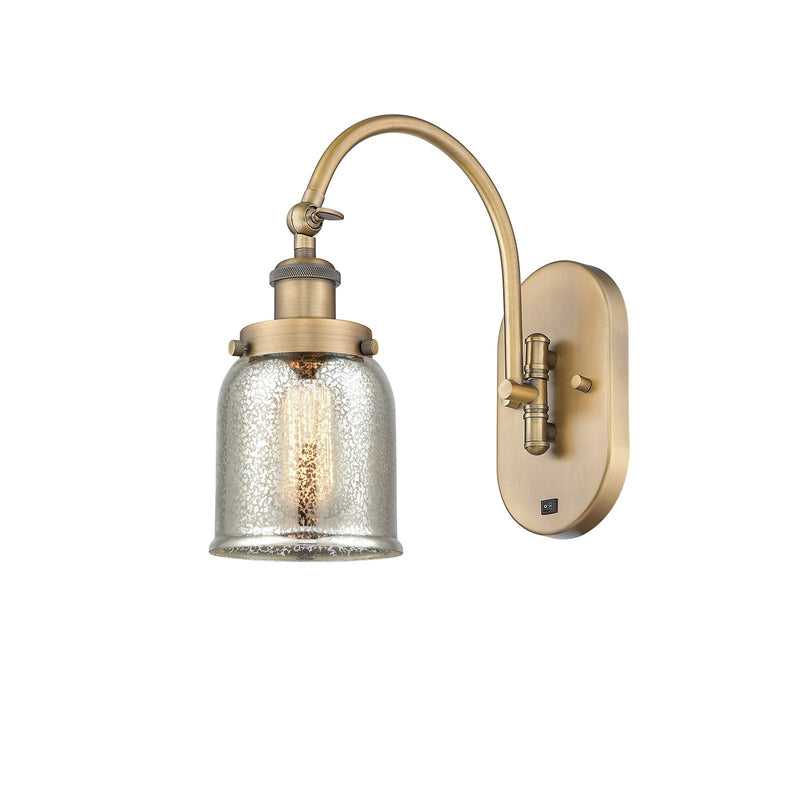 Innovations Bell 5in 1-Light LED Swing Arm Sconce | Traditional Farmhouse Brushed Brass and Silver Plated Mercury Glass | Model 918-1W-BB-G58-LED