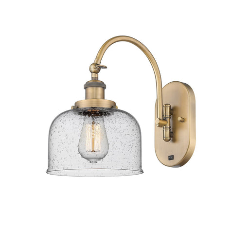 Innovations Bell 8in 1-Light Swing Arm Sconce | Industrial Brushed Brass and Seedy Glass | Bedroom & Living Room Reading | Model 918-1W-BB-G74