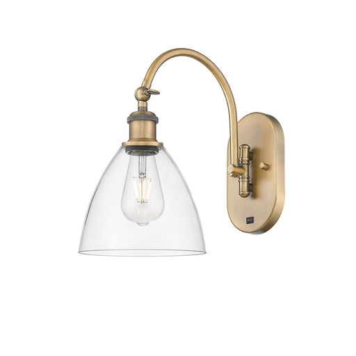 Innovations Bristol 7.5in 1-Light Wall Sconce | Industrial Brushed Brass and Clear Glass | Bathroom & Hallway Accent | Model 918-1W-BB-GBD-752