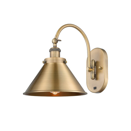 Innovations Briarcliff 10in 1-Light Swing Arm Lamp | Industrial Brushed Brass Metal Shade | Bedroom Reading & Living Room | Model 918-1W-BB-M10-BB