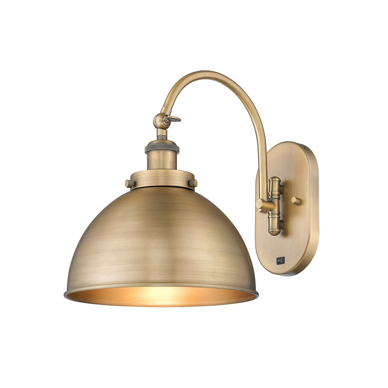 Innovations Ballston Urban 10in 1-Light Swing Arm Lamp | Industrial Brushed Brass Steel and Brushed Brass Metal Shade | Model 918-1W-BB-MFD-10-BB-LED