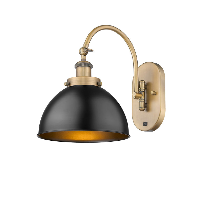 Innovations Ballston Urban 10in 1-Light Swing Arm Lamp | Industrial Brushed Brass Steel and Matte Black Metal Shade | Bedroom | Model 918-1W-BB-MFD-10-BK