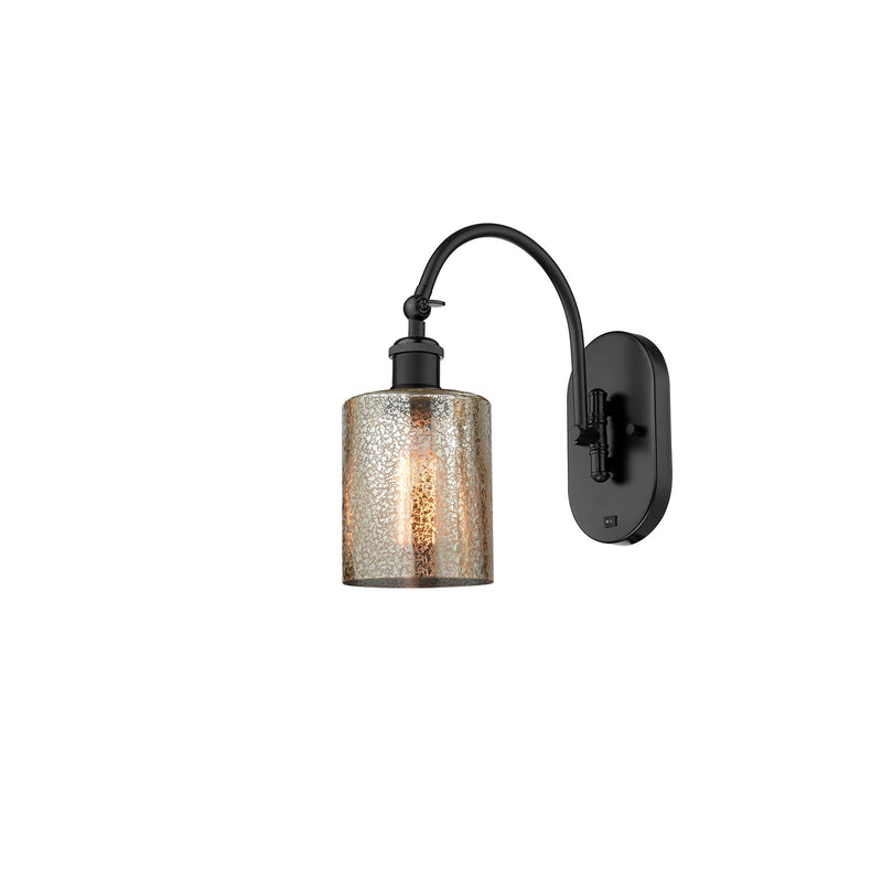Innovations Cobbleskill 5in 1-Light Wall Sconce | Industrial Matte Black Steel and Cast Brass with Mercury Glass Shade | Hallway & | Model 918-1W-BK-G116