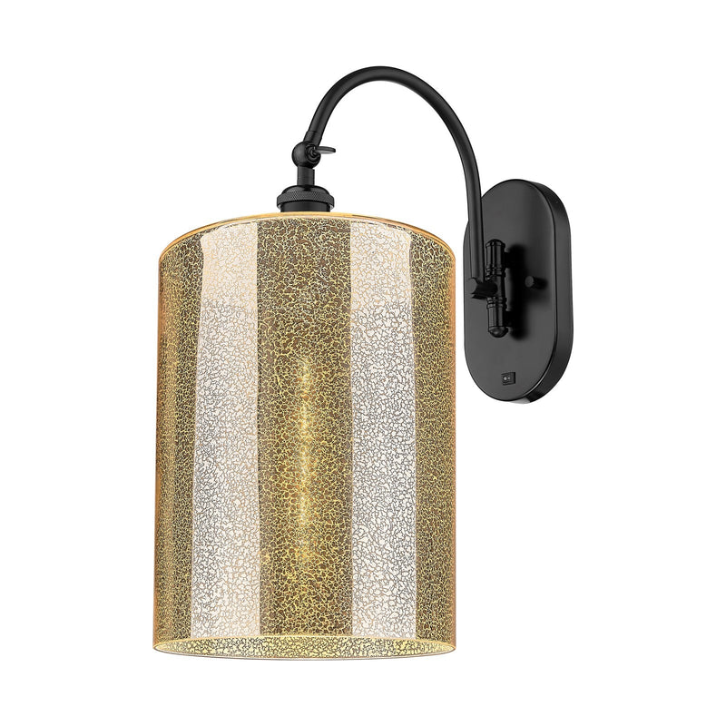 Innovations Cobbleskill 9in 1-Light Wall Sconce | Industrial Matte Black Steel and Cast Brass with Mercury Glass Shade | Hallway | Model 918-1W-BK-G116-L
