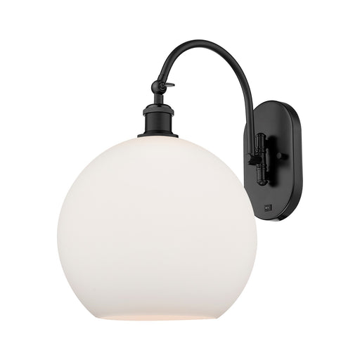 Innovations Athens 12in 1-Light Wall Sconce | Industrial Matte Black Steel and Matte White Glass | Bedroom & Hallway Accent | Model 918-1W-BK-G121-12