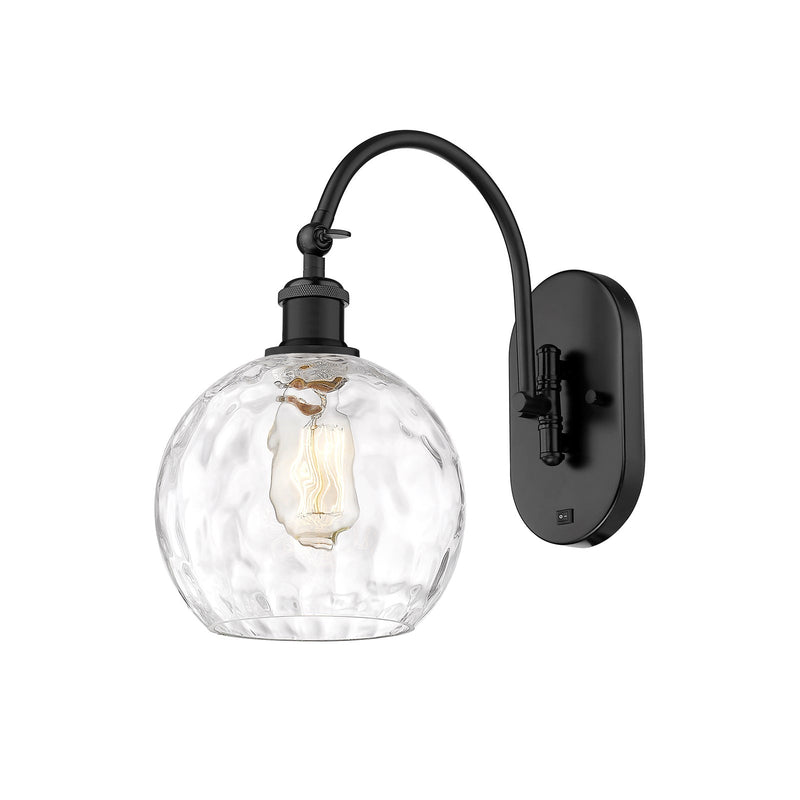 Innovations Athens Water Glass 8in 1-Light Wall Sconce | Industrial Matte Black Steel and Clear Glass | Bedroom & Hallway Accent | Model 918-1W-BK-G1215-8