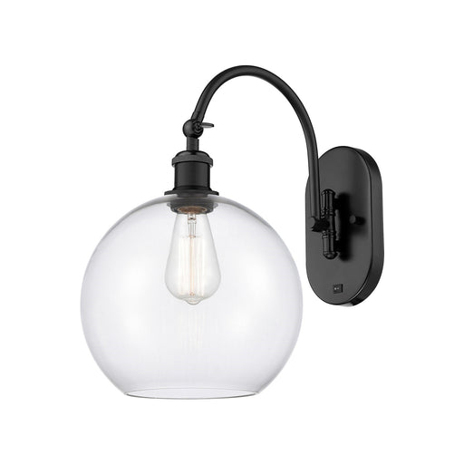 Innovations Athens 10in 1-Light Wall Sconce | Industrial Matte Black Steel and Clear Glass | Bedroom & Hallway Accent | Model 918-1W-BK-G122-10