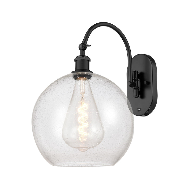 Innovations Athens 12in 1-Light Wall Sconce | Industrial Matte Black Steel and Seedy Glass | Hallway & Bedroom Accent | Model 918-1W-BK-G124-12