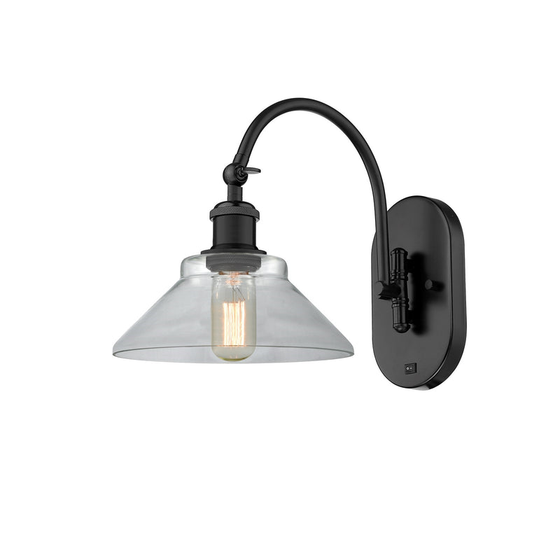 Innovations Orwell 8in 1-Light Wall Sconce | Industrial Matte Black Steel and Clear Glass | Bedroom & Hallway Accent Light | Model 918-1W-BK-G132