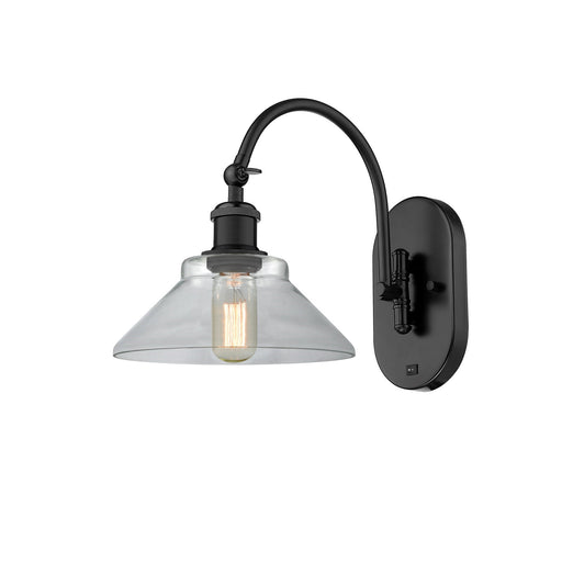 Innovations Orwell 8in 1-Light Wall Sconce | Industrial Matte Black Steel and Clear Glass | Bedroom & Hallway Accent Light | Model 918-1W-BK-G132
