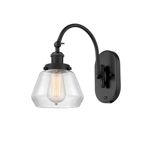 Innovations Fulton 7in 1-Light Swing Arm Lamp | Industrial Matte Black Steel and Clear Glass | Bedroom & Living Room Reading Light | Model 918-1W-BK-G172