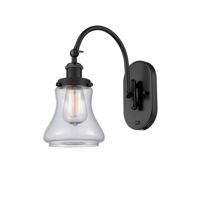 Innovations Bellmont 6.5in 1-Light Swing Arm Lamp | Industrial Matte Black Steel and Clear Glass | Bedroom & Living Room Reading | Model 918-1W-BK-G192