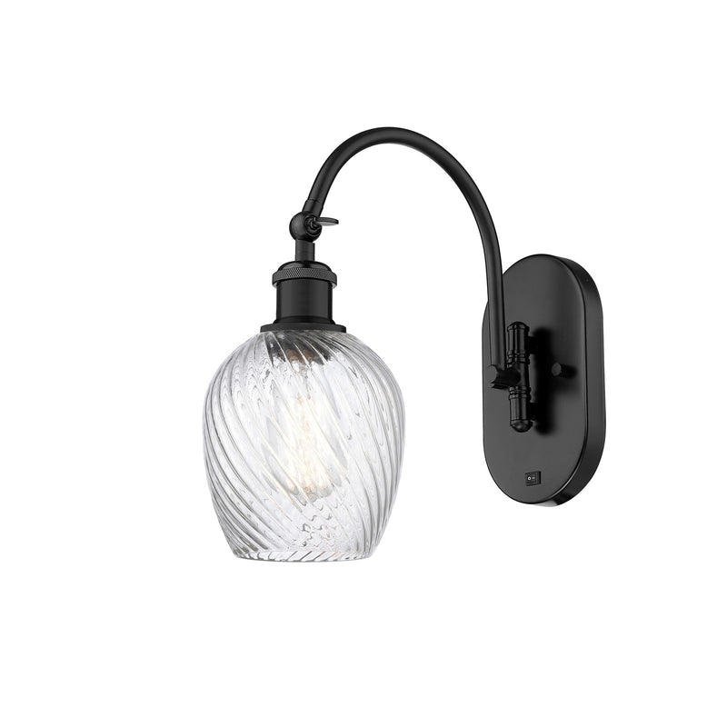 Innovations Salina 1-Light Wall Sconce | Industrial Matte Black Steel and Clear Spiral Fluted Glass | Bedroom & Hallway Accent | Model 918-1W-BK-G292