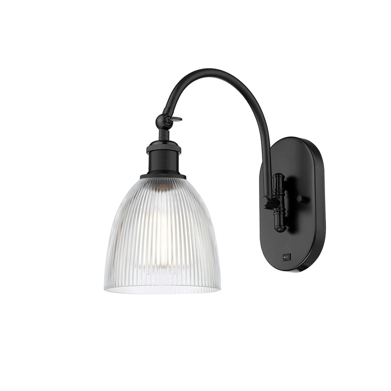 Innovations Castile 6in 1-Light Wall Sconce | Industrial Matte Black Steel and Clear Glass | Bedroom & Hallway Accent Light | Model 918-1W-BK-G382