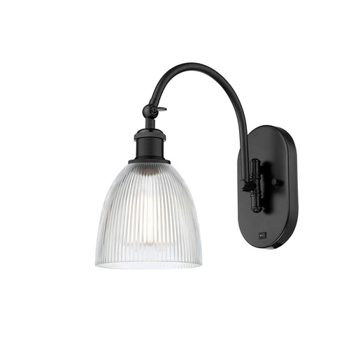 Innovations Castile 6in 1-Light Wall Sconce | Industrial Matte Black Steel and Clear Glass | Bedroom & Hallway Accent Light | Model 918-1W-BK-G382