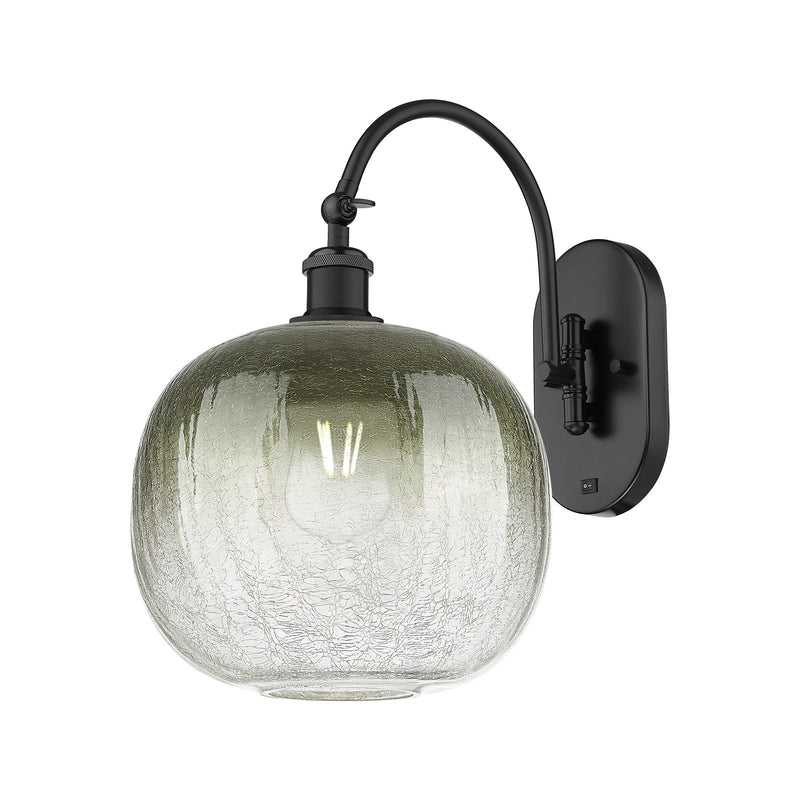 Innovations Brookhaven Sphere 10.5in 1-Light Wall Sconce | Industrial Matte Black Steel and Slate Glass | Hallway & Bedroom | Model 918-1W-BK-G481-10SL