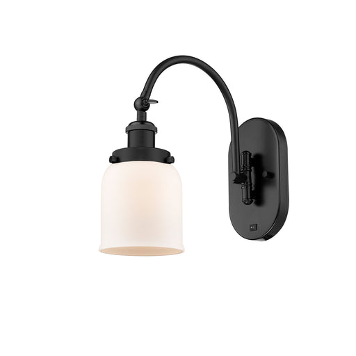 Innovations Bell 5in 1-Light Swing Arm Lamp | Industrial Farmhouse Matte Black Steel and Matte White Glass | Bedroom Reading & | Model 918-1W-BK-G51-LED