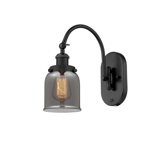 Innovations Bell 5in 1-Light Swing Arm Lamp | Industrial Matte Black Steel and Light Smoke Glass | Bedroom & Living Room Reading | Model 918-1W-BK-G53