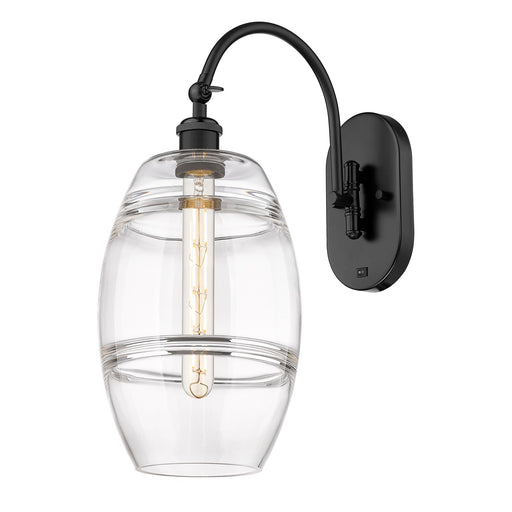 Innovations Vaz 8in 1-Light Wall Sconce | Industrial Matte Black Steel and Clear Glass | Bedroom & Hallway Accent | 8 x 19 in | Model 918-1W-BK-G557-8CL