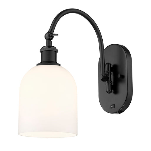 Innovations Bella 5.5in 1-Light Wall Sconce | Industrial Matte Black Steel and White Glass Shade | Hallway & Bathroom Accent | Model 918-1W-BK-G558-6GWH