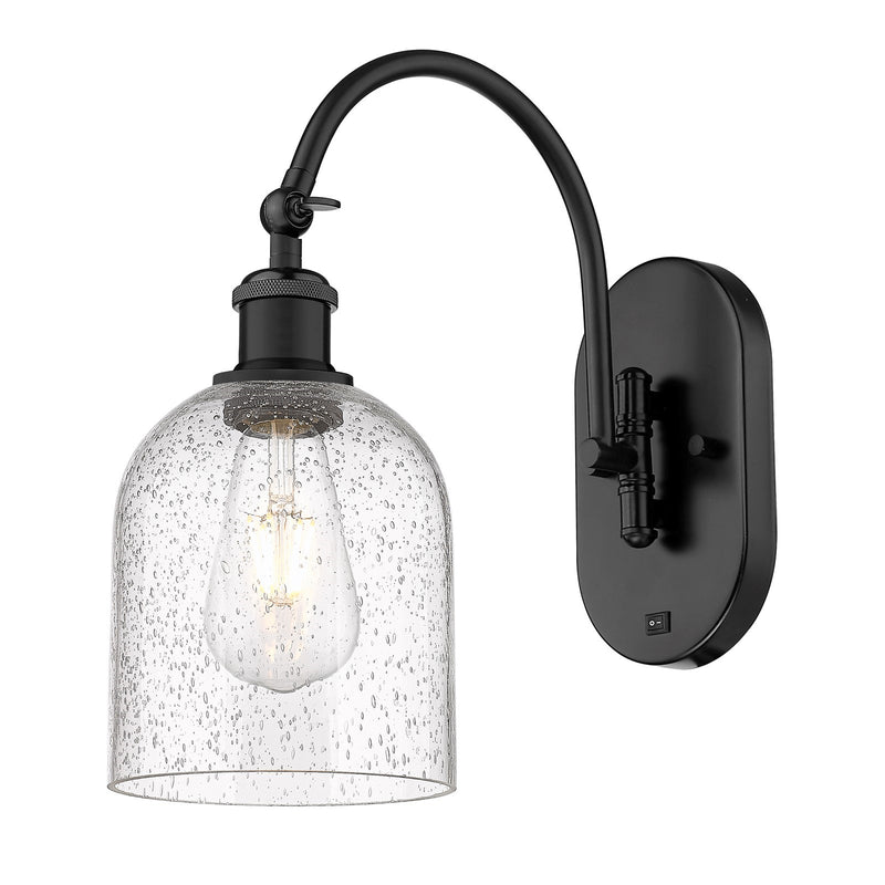 Innovations Bella 6in 1-Light Wall Sconce | Industrial Matte Black Steel and Seedy Glass | Hallway & Bedroom Accent | Model 918-1W-BK-G558-6SDY