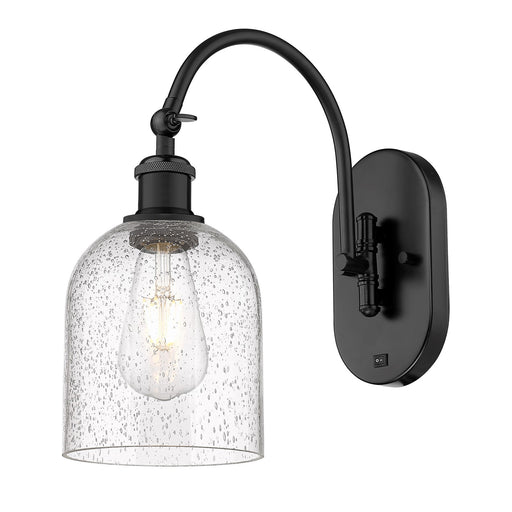 Innovations Bella 6in 1-Light Wall Sconce | Industrial Matte Black Steel and Seedy Glass | Hallway & Bedroom Accent | Model 918-1W-BK-G558-6SDY