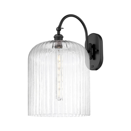 Innovations Bridal Veil 12in 1-Light Wall Sconce | Industrial Matte Black Steel and Clear Ribbed Glass | Hallway & Bedroom | Model 918-1W-BK-G559-12CL