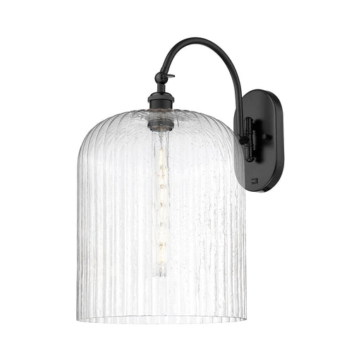 Innovations Bridal Veil 12in 1-Light Wall Sconce | Industrial Matte Black Steel and Seedy Ribbed Glass | Bedroom & Hallway | Model 918-1W-BK-G559-12SDY