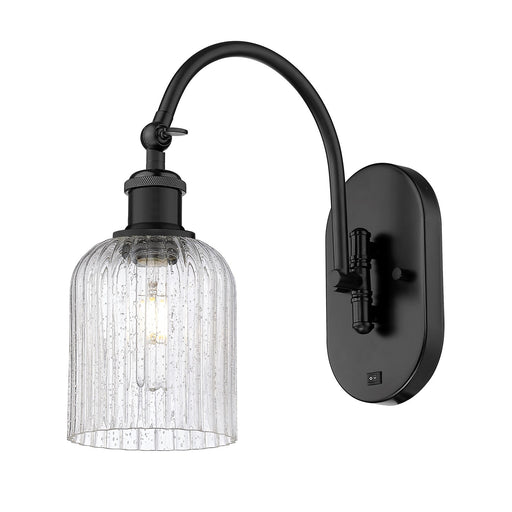 Innovations Bridal Veil 5in 1-Light Wall Sconce | Industrial Matte Black Steel and Seedy Ribbed Glass | Bedroom & Hallway | Model 918-1W-BK-G559-5SDY