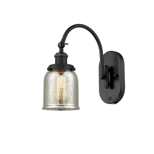 Innovations Bell 5in 1-Light Swing Arm Lamp | Traditional Farmhouse Matte Black Steel and Silver Plated Mercury Glass | Bedroom | Model 918-1W-BK-G58