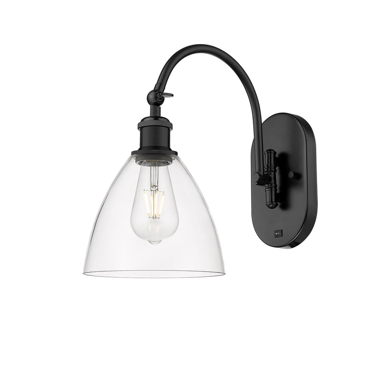 Innovations Bristol 7.5in 1-Light Wall Sconce | Industrial Matte Black Steel and Clear Glass | Bedroom & Hallway Accent Light | Model 918-1W-BK-GBD-752