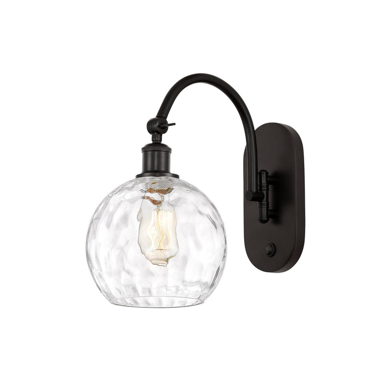 Innovations Athens Water Glass 8in 1-Light Wall Sconce | Industrial Oil Rubbed Bronze Steel and Clear Water Glass | Kitchen & | Model 918-1W-OB-G1215-8