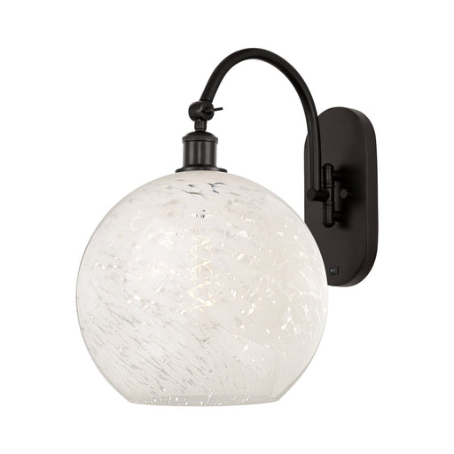 Innovations White Mouchette 12in 1-Light Wall Sconce | Industrial Oil Rubbed Bronze Steel and White Mouchette Glass | Kitchen | Model 918-1W-OB-G1216-12WM