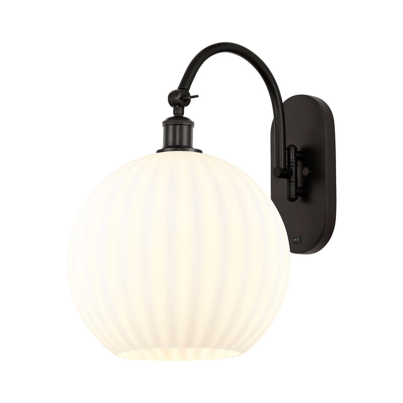 Innovations Lighting Ballston 12in 1-Light Wall Sconce | Industrial Oil Rubbed Bronze Steel and White Venetian Glass | Model 918-1W-OB-G1217-12WV