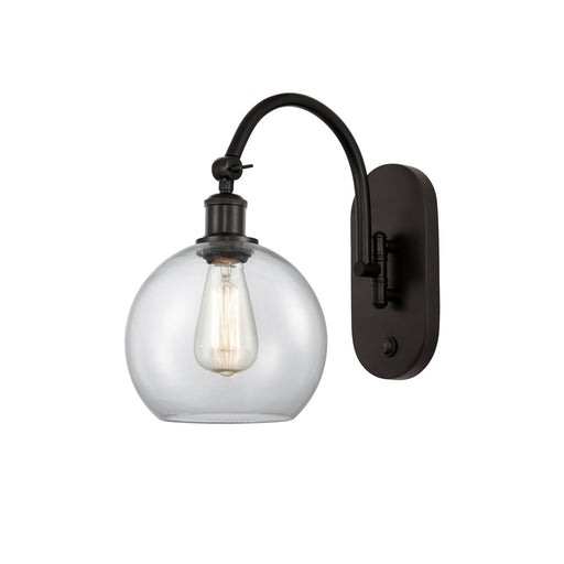 Innovations Athens 8in 1-Light Wall Sconce | Industrial Oil Rubbed Bronze Steel and Clear Glass | Hallway & Bathroom Accent | Model 918-1W-OB-G122-8